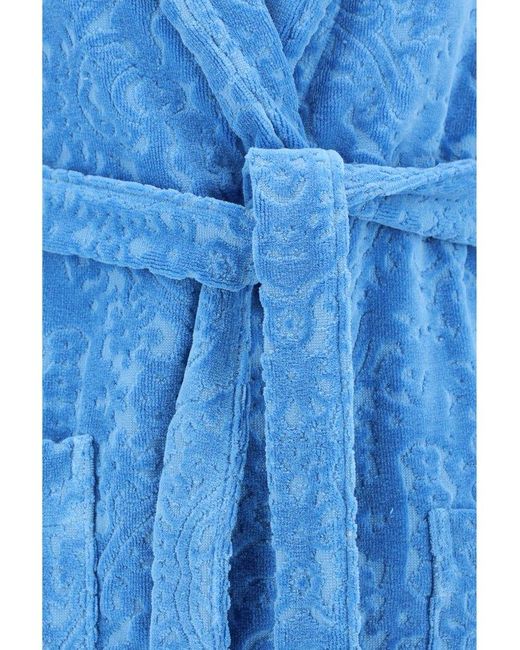 Etro Blue Patterned Belted Bathrobe