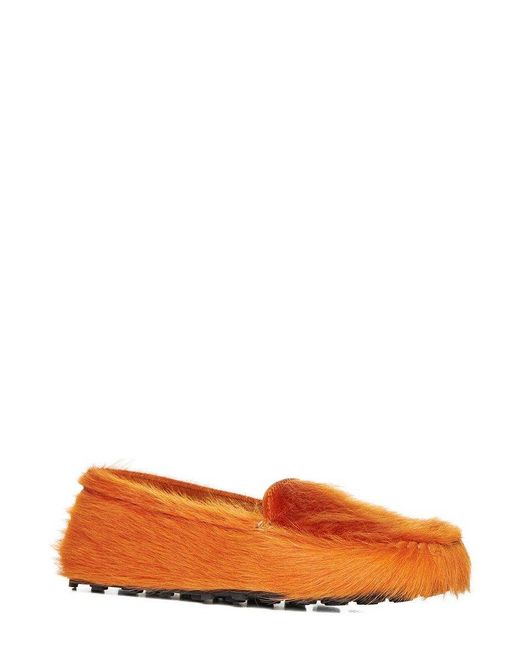 Marni Orange Fluffy Slip-on Flat Shoes for men