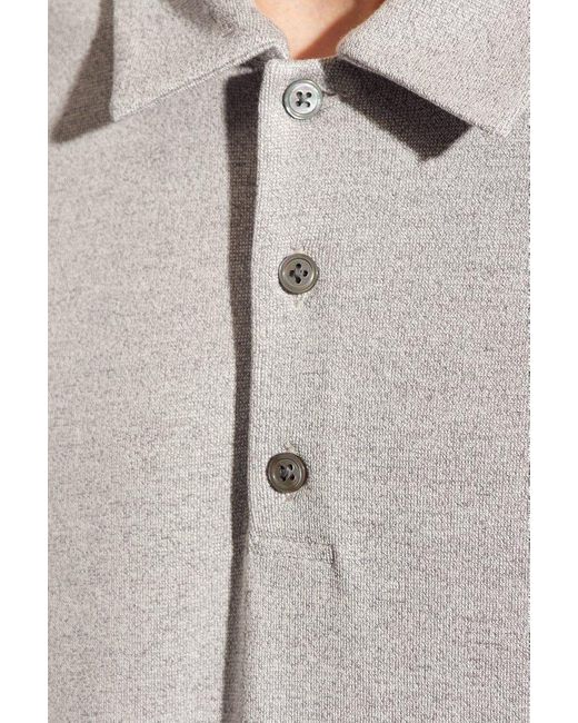 Theory Gray Polo Shirt With Short Sleeves, for men