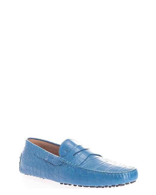 Tod's Blue Logo Debossed Slip-on Loafers for men