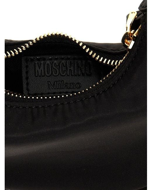 Moschino Black Logo-lettering Chain-linked Mini Tote Bag