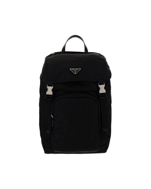 Prada Black Logo Plaque Backpack for men