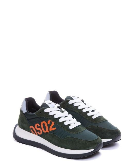 DSquared² Black Logo Printed Lace-up Sneakers for men