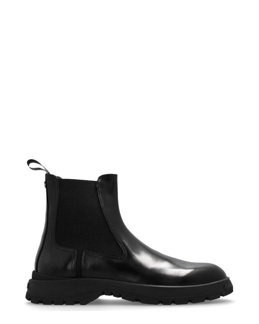 Versace Black Leather Chelsea Boots, for men