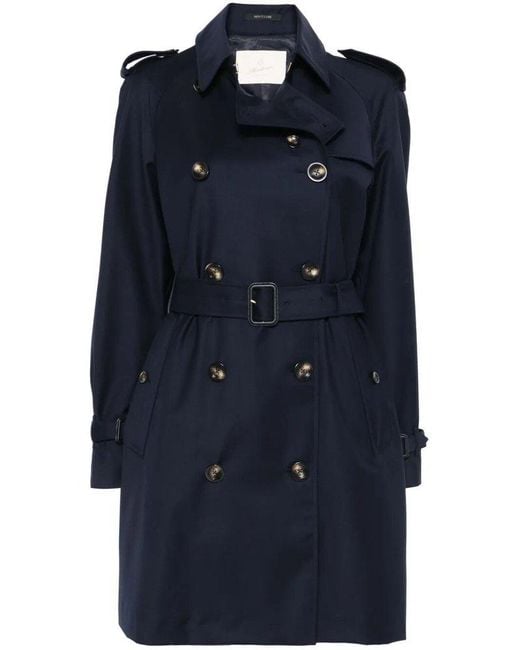 Montecore Blue Double-Breasted Trench Coat