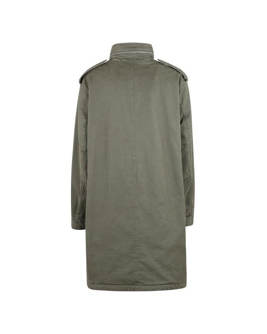 Aspesi Green Straight Hem Gabardine Coat