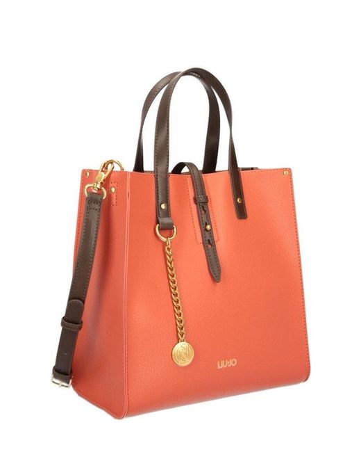 Liu Jo Orange Charm Logo Lettering Tote Bag