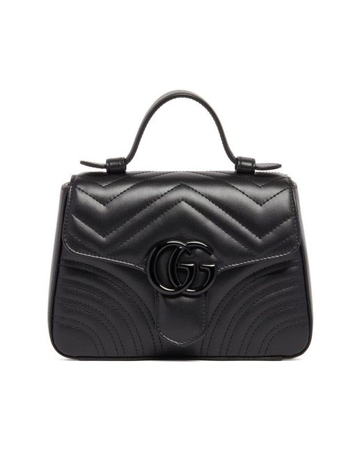Gucci Black GG Marmont Mini Top Handle Bag
