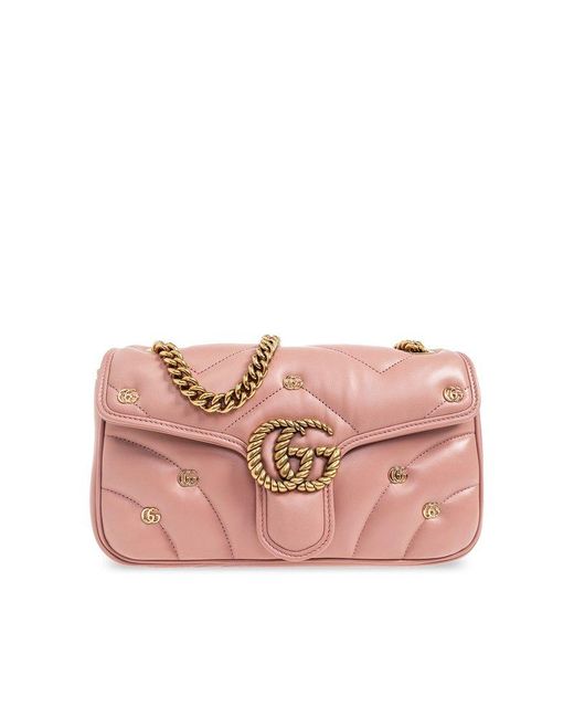 Gucci 'GG Marmont Small' Quilted Shoulder Bag, in Pink | Lyst