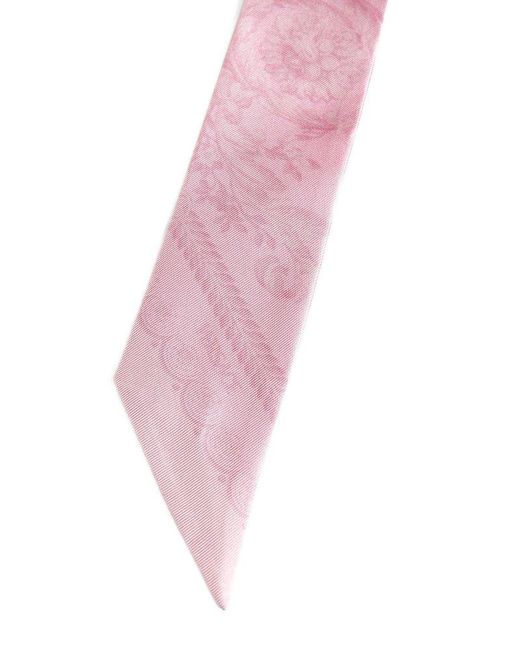 Versace Pink Barocco-printed Skinny Cut Scarf Tie