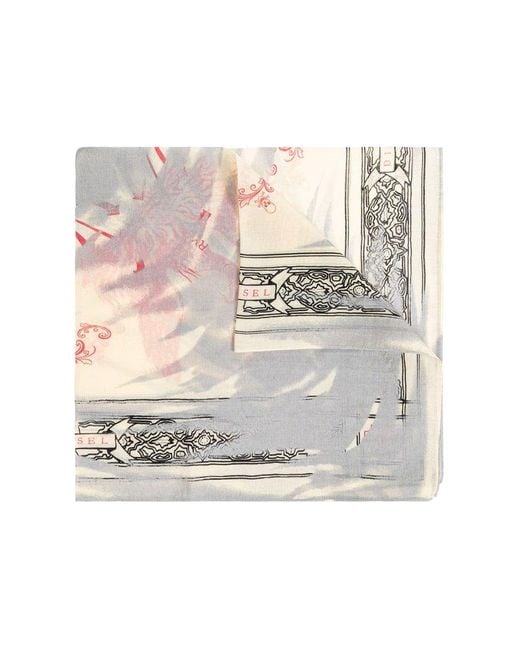 DIESEL White Patterned Scarf S-Anta for men