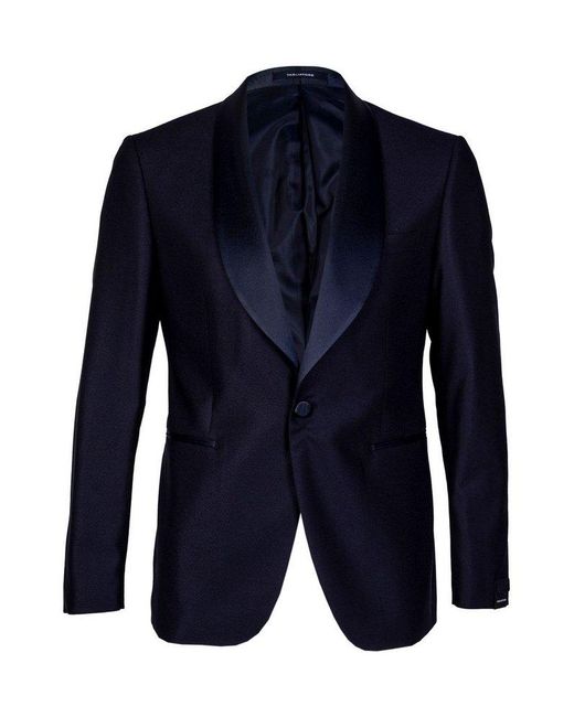 Tagliatore Blue Single-Breasted Pressed Crease Tailored Suit for men
