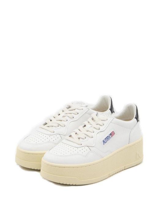 Autry White Medalist Logo Embroidered Platform Sneakers