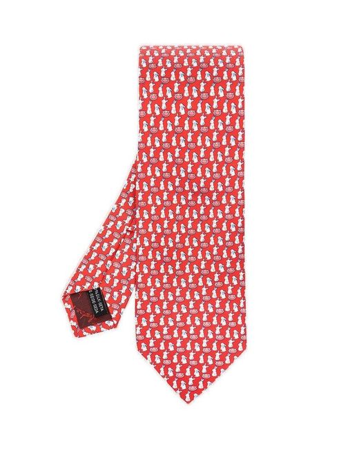 Ferragamo Red Silk Tie for men