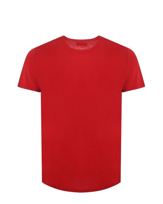 Lacoste Red Logo-Patch Crewneck T-Shirt for men