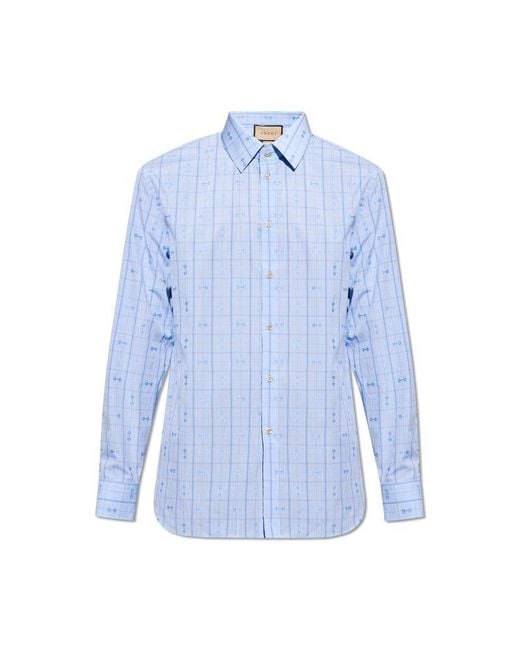 Gucci Blue Patterned Shirt, for men