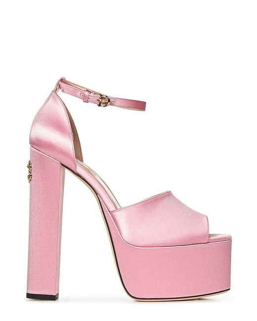 Elie Saab Pink Open Toe Platform Sandals