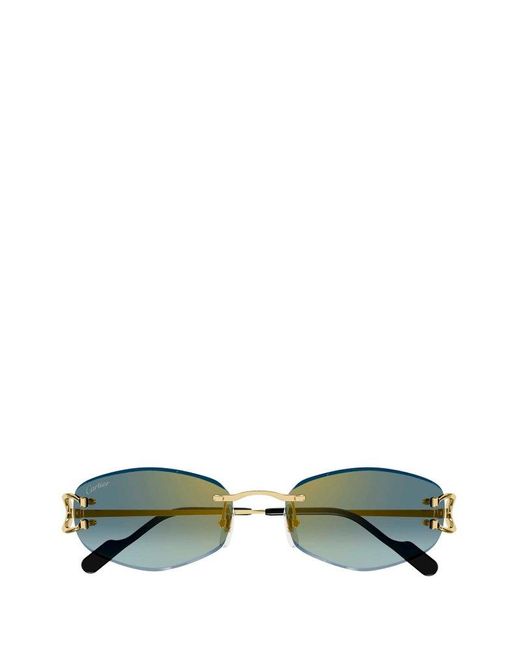 Cartier Green Geometric Frame Sunglasses