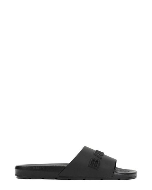 Bally Black Logo Embossed Slip-on Sandals for men