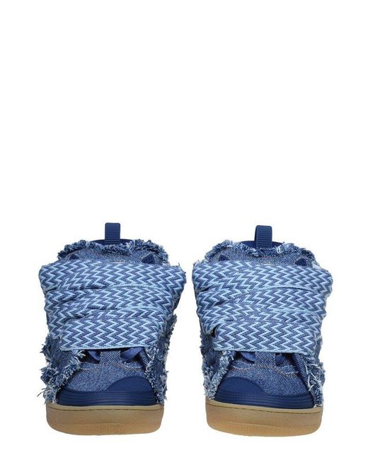 Lanvin Blue Frayed Curb Sneakers