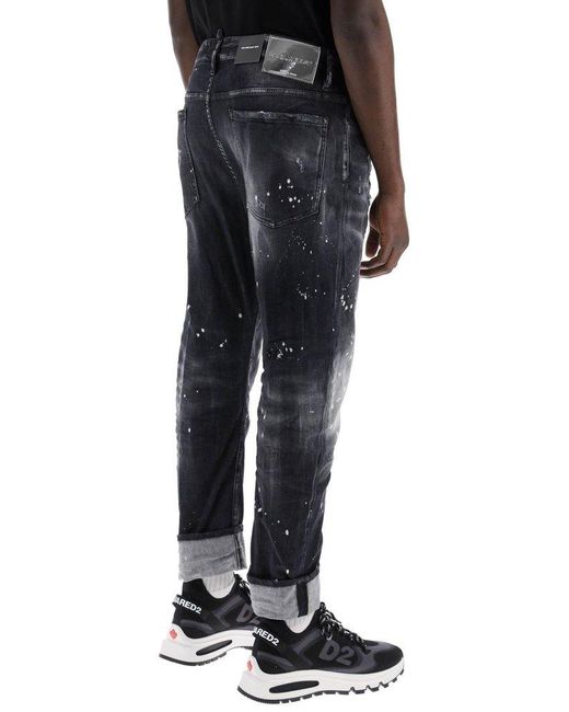 DSquared² Gray Big Brother Distressed Turn-up Hem Jeans for men