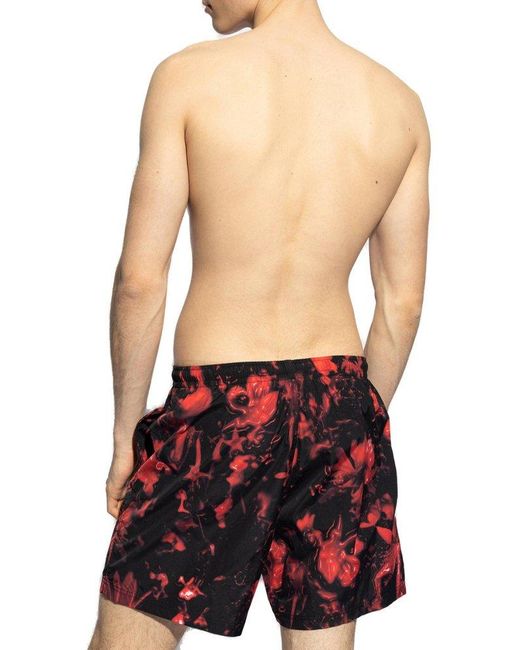 Alexander McQueen Red All-over Printed Swim Shorts for men