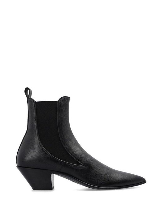Saint Laurent Black Pointed Toe Slip-on Boots for men