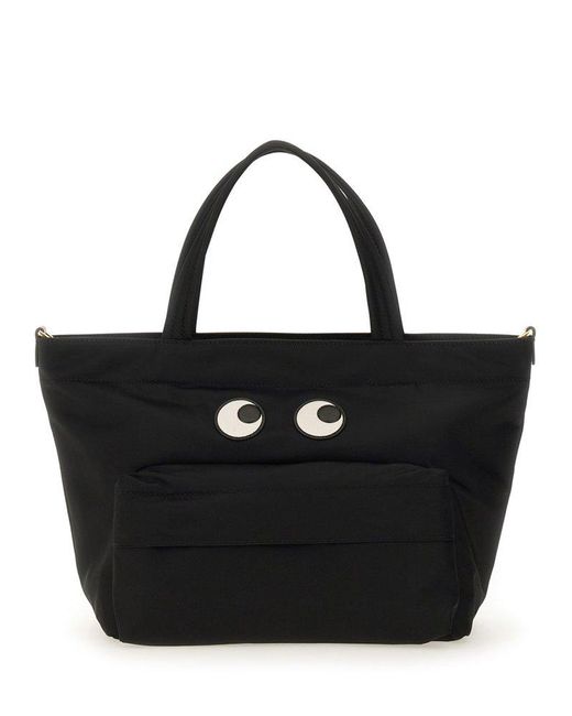 Anya Hindmarch Black Mini "Eyes" Tote Bag