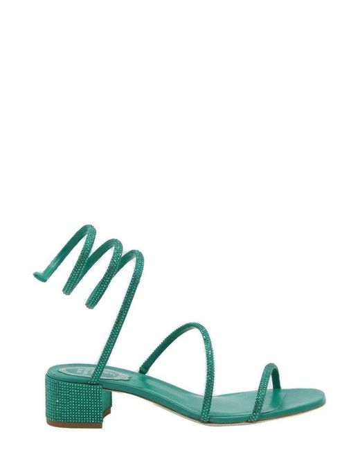 Rene Caovilla Green Leather Cleo Sandals