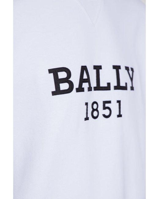 Bally Logo Printed Crewneck Sweatshirt in White for Men | Lyst