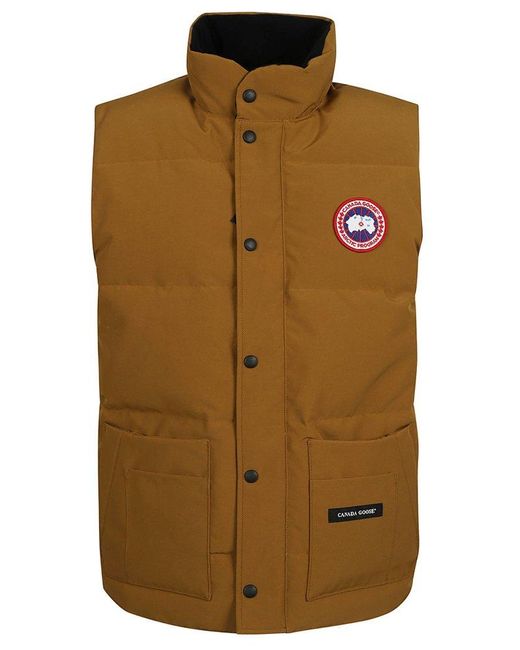 Canada Goose Brown Logo Patch Button-up Gilet for men