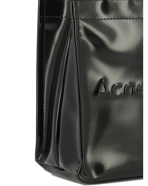 Acne Black Logo Embossed Mini Tote Bag