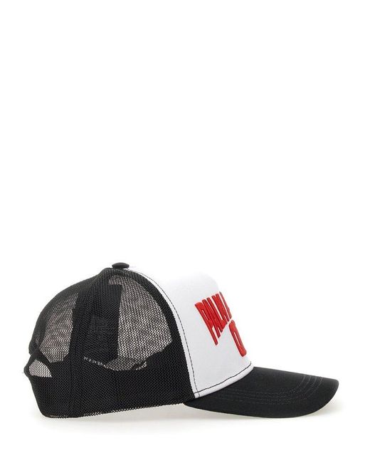 Palm Angels Black/white Visor Hat With Logo for men