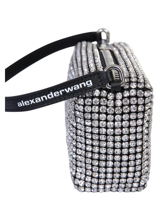 Alexander Wang Leather Wangloc Rhinestone Pouch Bag in White Lyst
