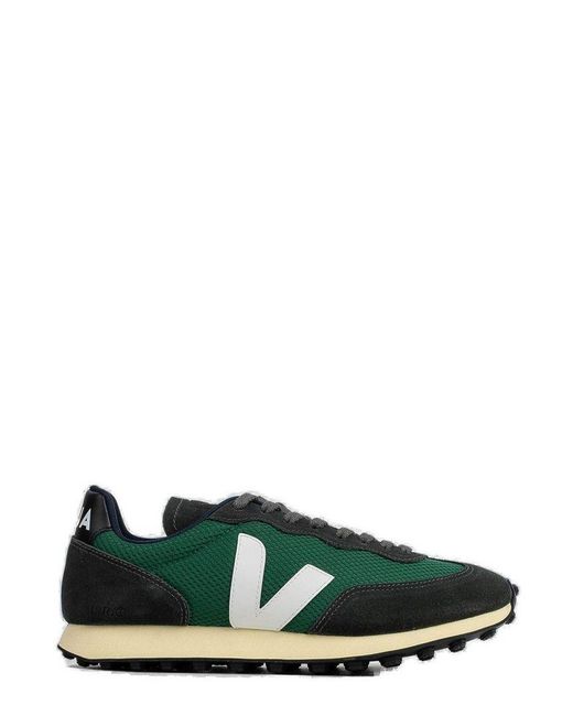 Veja Green Round Toe Lace-up Sneakers for men
