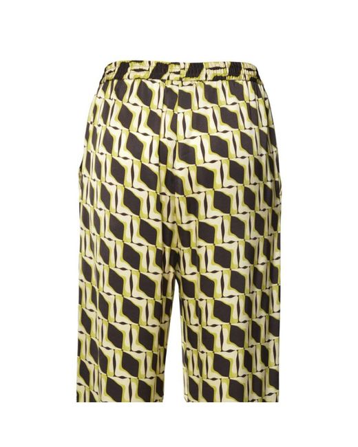 MSGM Yellow Colour Printed Viscose Satin Trousers