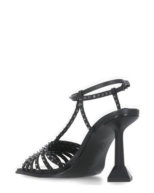 Ash Black Desire Studs Detailed Ankle Strap Sandals