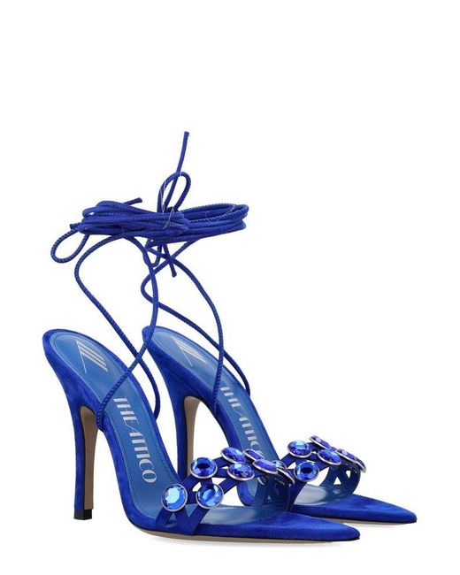 The Attico Blue Grid Heeled Sandals