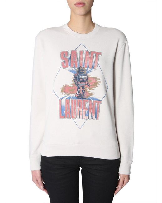 Saint Laurent White " Robot" Destroy Sweatshirt
