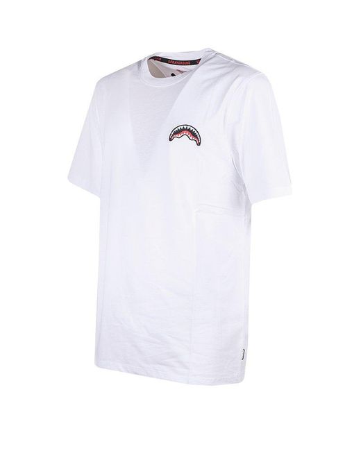 Sprayground White Tiger-Printed Crewneck T-Shirt for men