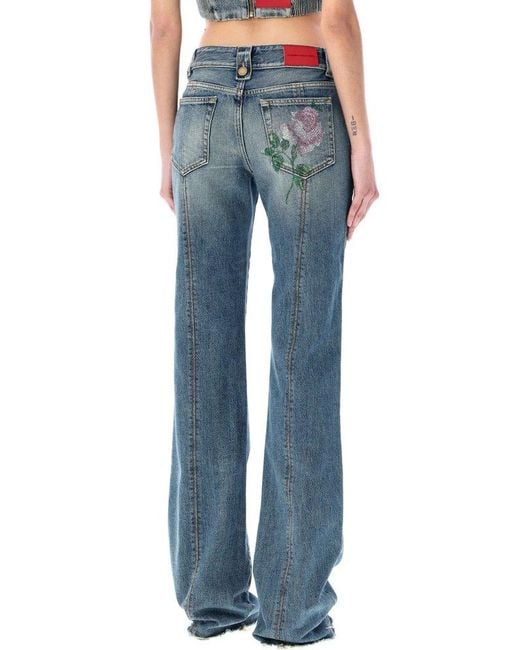 Alessandra Rich Blue Slim Fitted Flared Denim Jeans