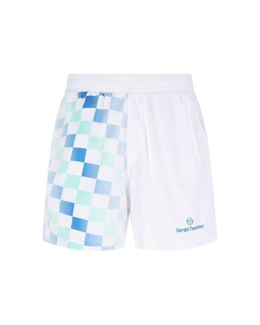 Sergio Tacchini Blue Checkered Shorts for men