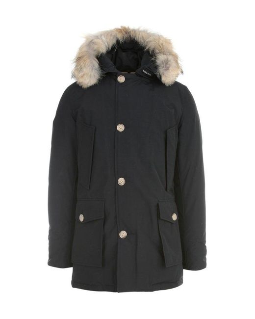 Woolrich Black Arctic Hooded Coat for men