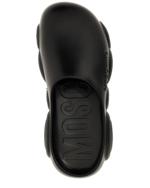 Moschino Black Logo Embossed Slip-on Slides for men