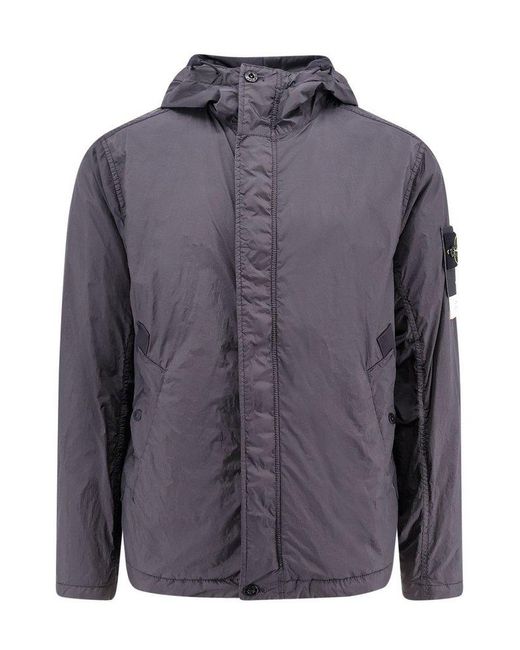 Stone Island Purple Compass Patch Hooded Jacket for men