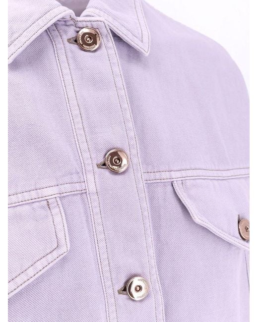 Brunello Cucinelli Purple Monili Embellished Elastic Waistband Jacket