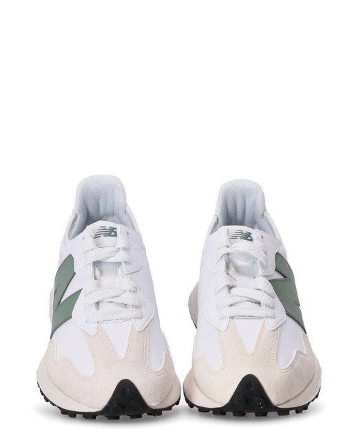 New Balance White 327 Lace-Up Sneakers for men