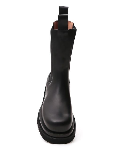 Bottega Veneta Leather Lug Combat Rubberised Chelsea Boots in Nero ...
