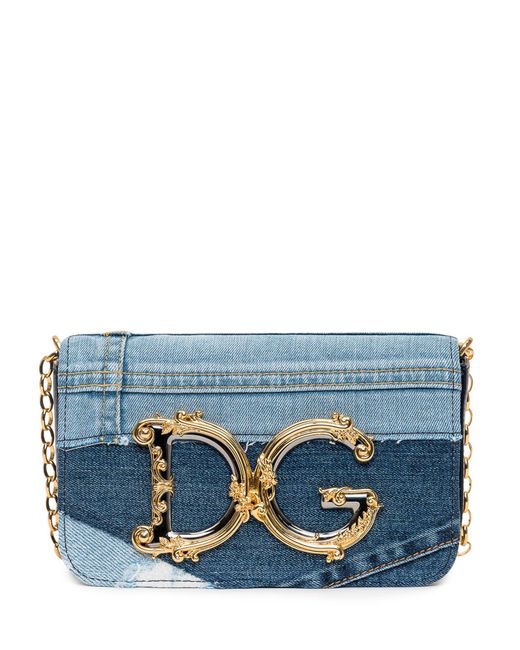 Dolce & Gabbana Blue Dg Girls Patchwork Denim Clutch Bag