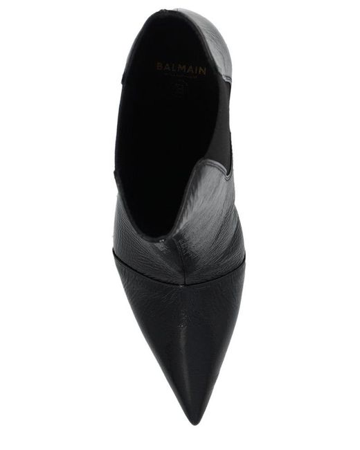 Balmain Black Moneta 95 Patent Leather Ankle Boots